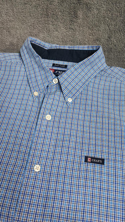 Vintage Chaps Checked Long Sleeve Shirt Blue White Men's Size XXL