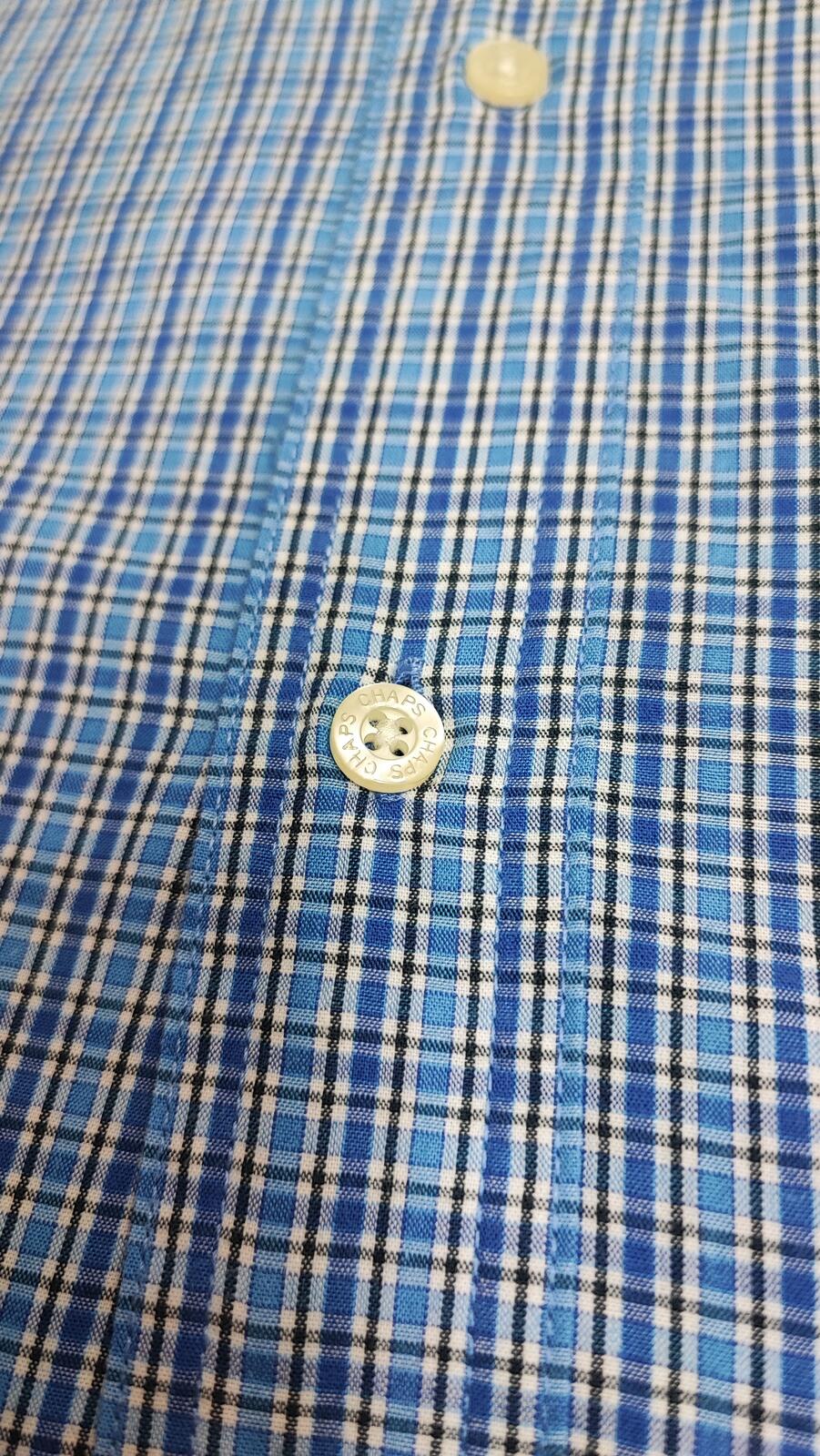 Vintage Chaps Checked Long Sleeve Shirt Blue White Men's Size XXL