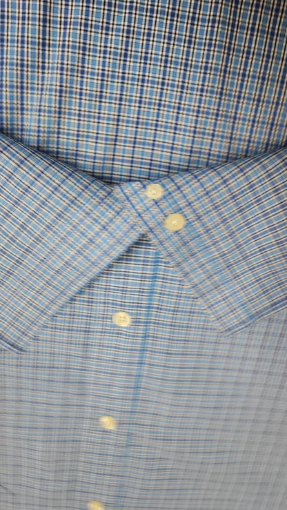 Vintage Chaps Checked Long Sleeve Shirt Blue White Men's Size XXL
