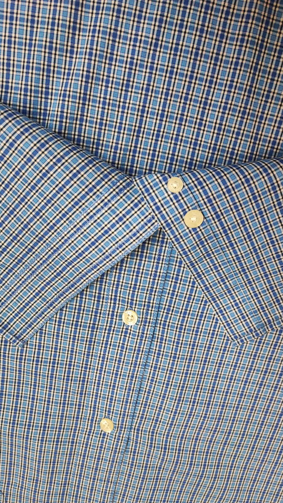 Vintage Chaps Checked Long Sleeve Shirt Blue White Men's Size XXL