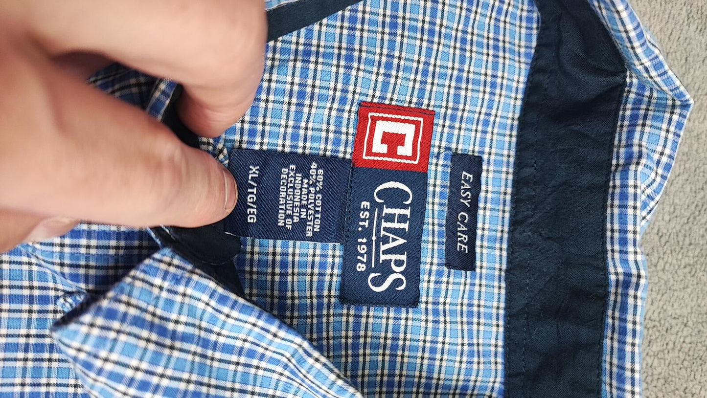Vintage Chaps Checked Long Sleeve Shirt Blue White Men's Size XXL