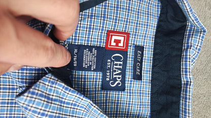 Vintage Chaps Checked Long Sleeve Shirt Blue White Men's Size XXL
