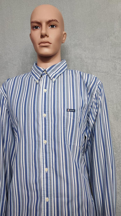Vintage Chaps Striped Long Sleeve Performance Oxford Casual Shirt Blue Men XXL