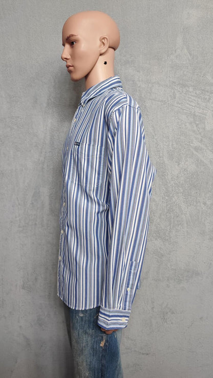 Vintage Chaps Striped Long Sleeve Performance Oxford Casual Shirt Blue Men XXL