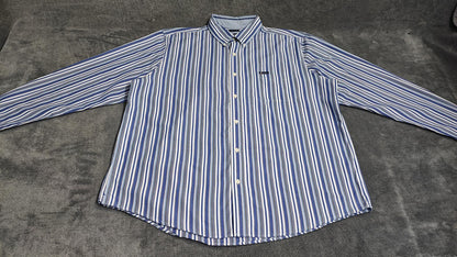 Vintage Chaps Striped Long Sleeve Performance Oxford Casual Shirt Blue Men XXL
