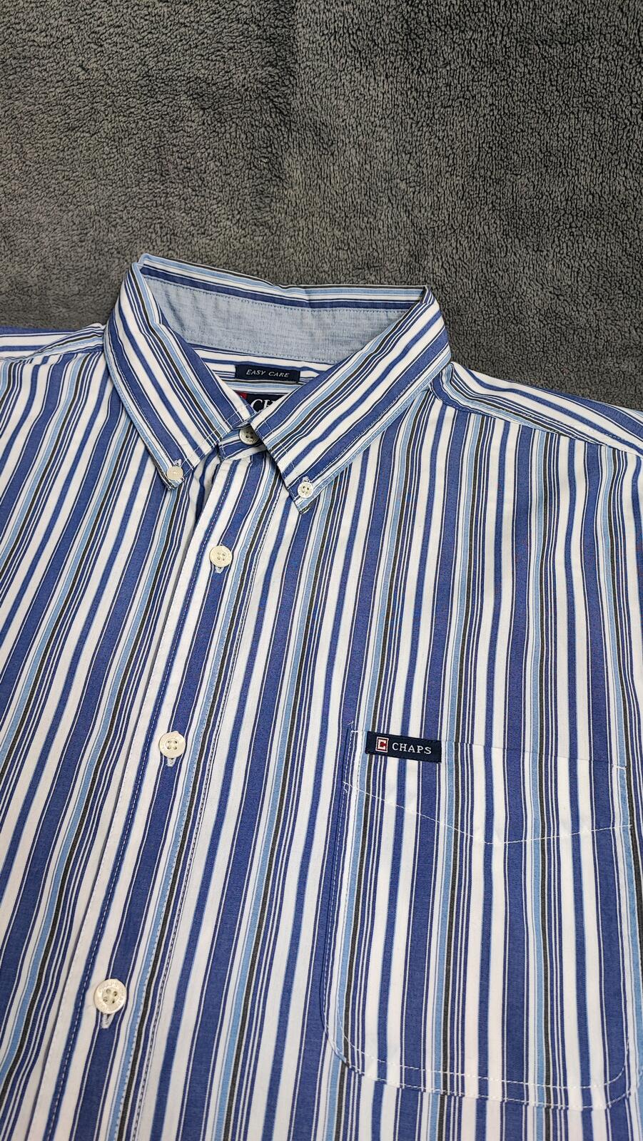 Vintage Chaps Striped Long Sleeve Performance Oxford Casual Shirt Blue Men XXL