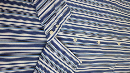 Vintage Chaps Striped Long Sleeve Performance Oxford Casual Shirt Blue Men XXL