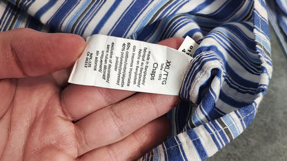 Vintage Chaps Striped Long Sleeve Performance Oxford Casual Shirt Blue Men XXL