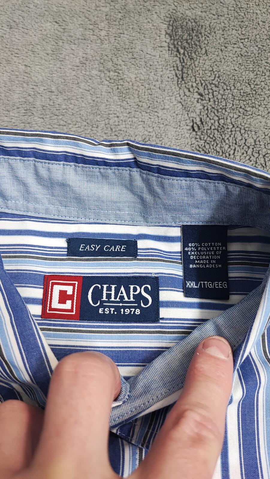 Vintage Chaps Striped Long Sleeve Performance Oxford Casual Shirt Blue Men XXL
