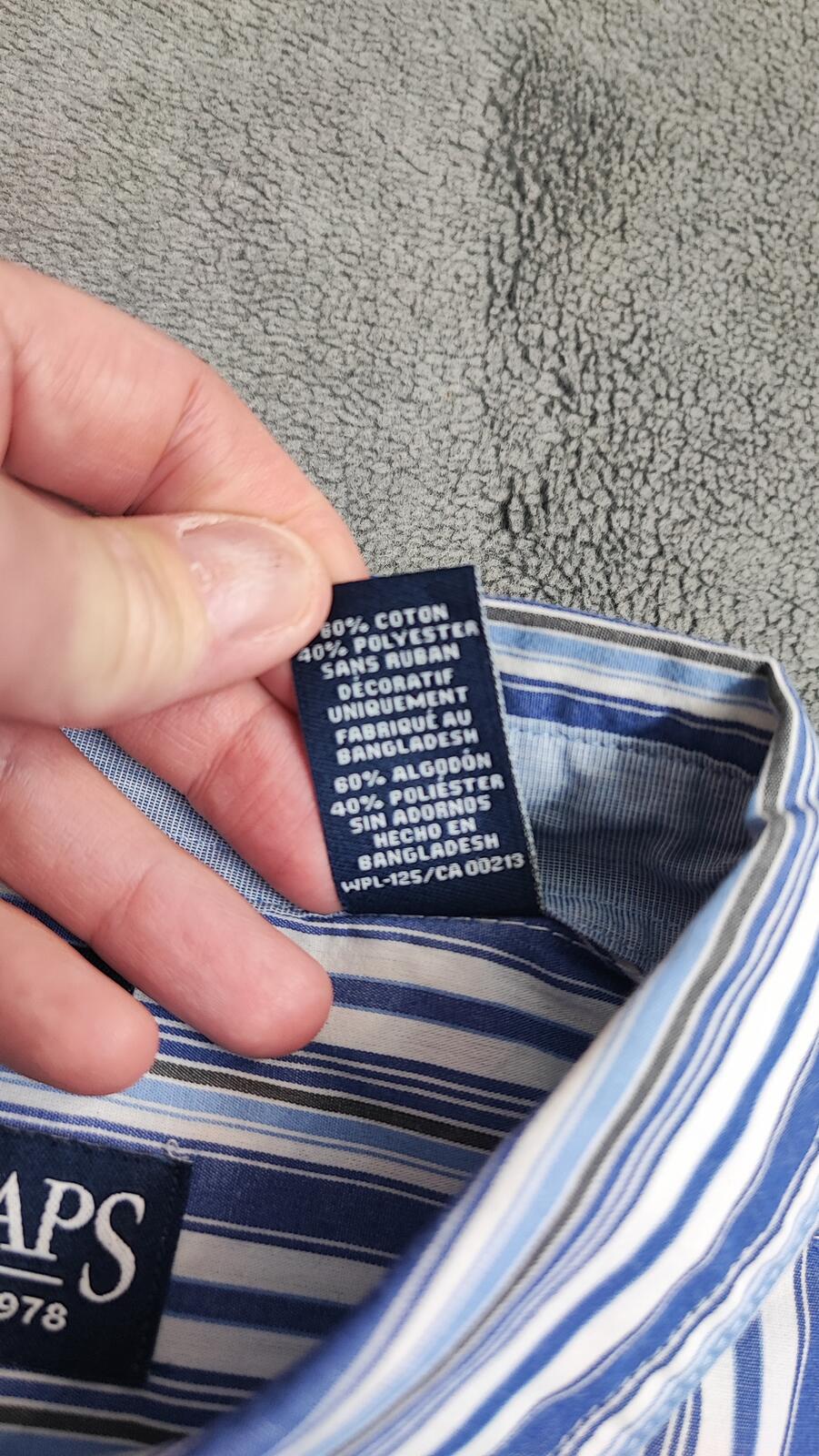 Vintage Chaps Striped Long Sleeve Performance Oxford Casual Shirt Blue Men XXL
