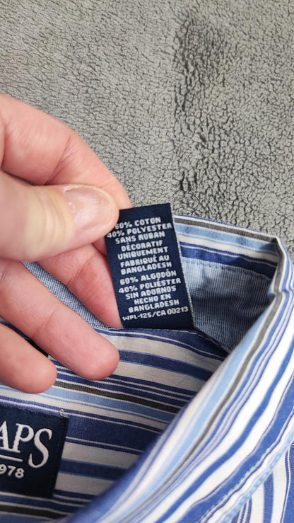 Vintage Chaps Striped Long Sleeve Performance Oxford Casual Shirt Blue Men XXL