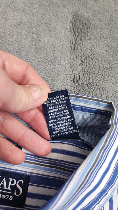 Vintage Chaps Striped Long Sleeve Performance Oxford Casual Shirt Blue Men XXL