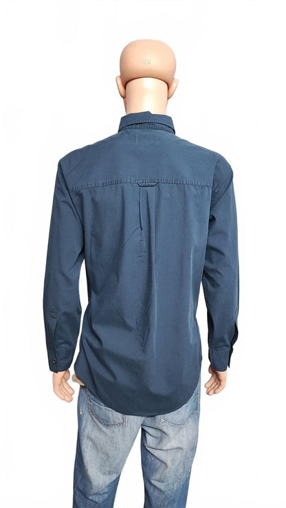 Vintage Chaps Navy Blue Shirt Large Long Sleeve Cotton Plain Preppy 90s Y2K Dad