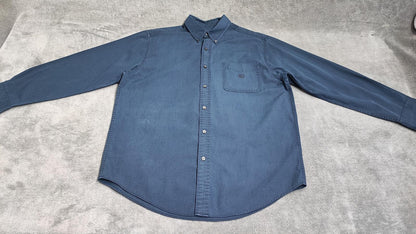 Vintage Chaps Navy Blue Shirt Large Long Sleeve Cotton Plain Preppy 90s Y2K Dad