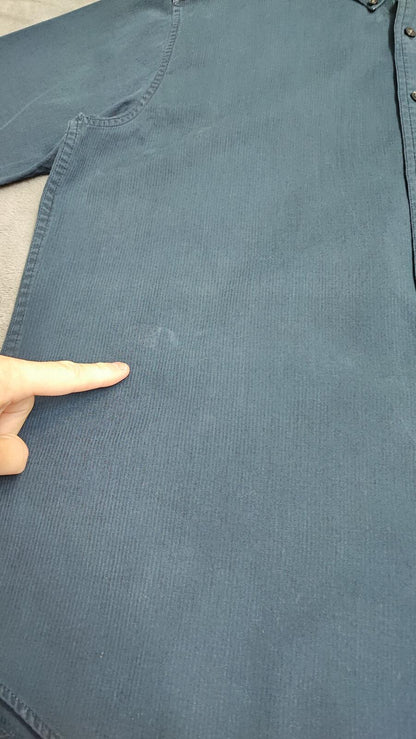 Vintage Chaps Navy Blue Shirt Large Long Sleeve Cotton Plain Preppy 90s Y2K Dad