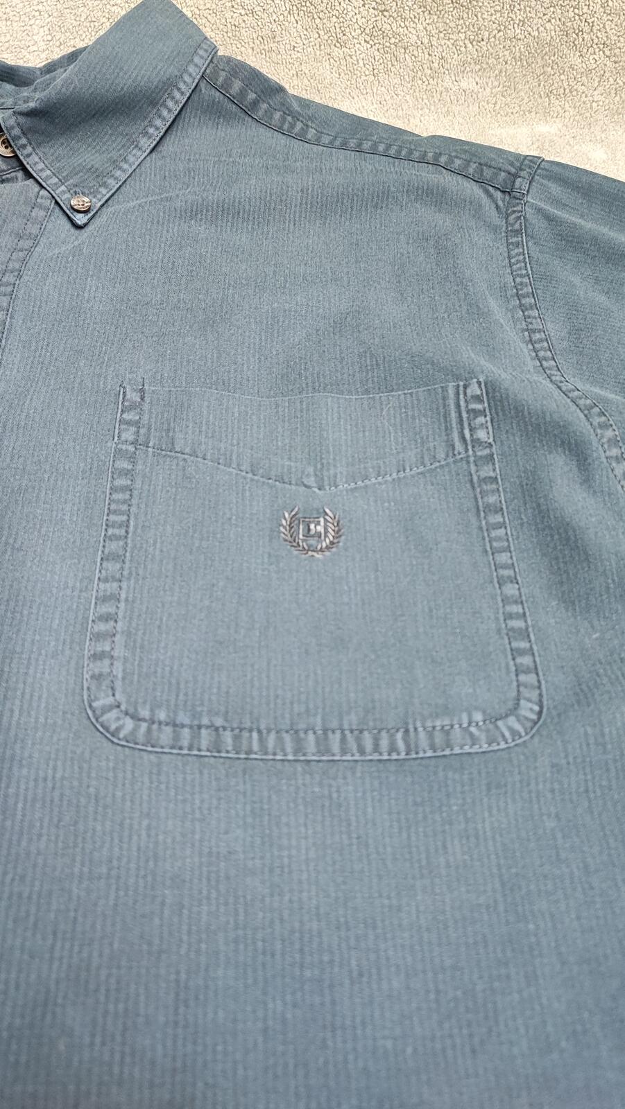 Vintage Chaps Navy Blue Shirt Large Long Sleeve Cotton Plain Preppy 90s Y2K Dad