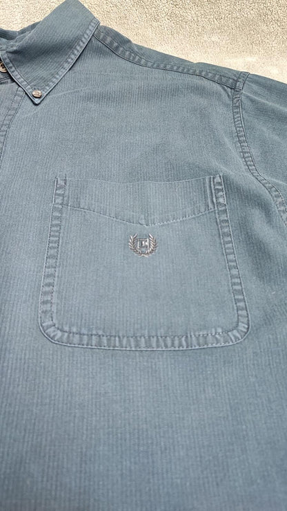 Vintage Chaps Navy Blue Shirt Large Long Sleeve Cotton Plain Preppy 90s Y2K Dad