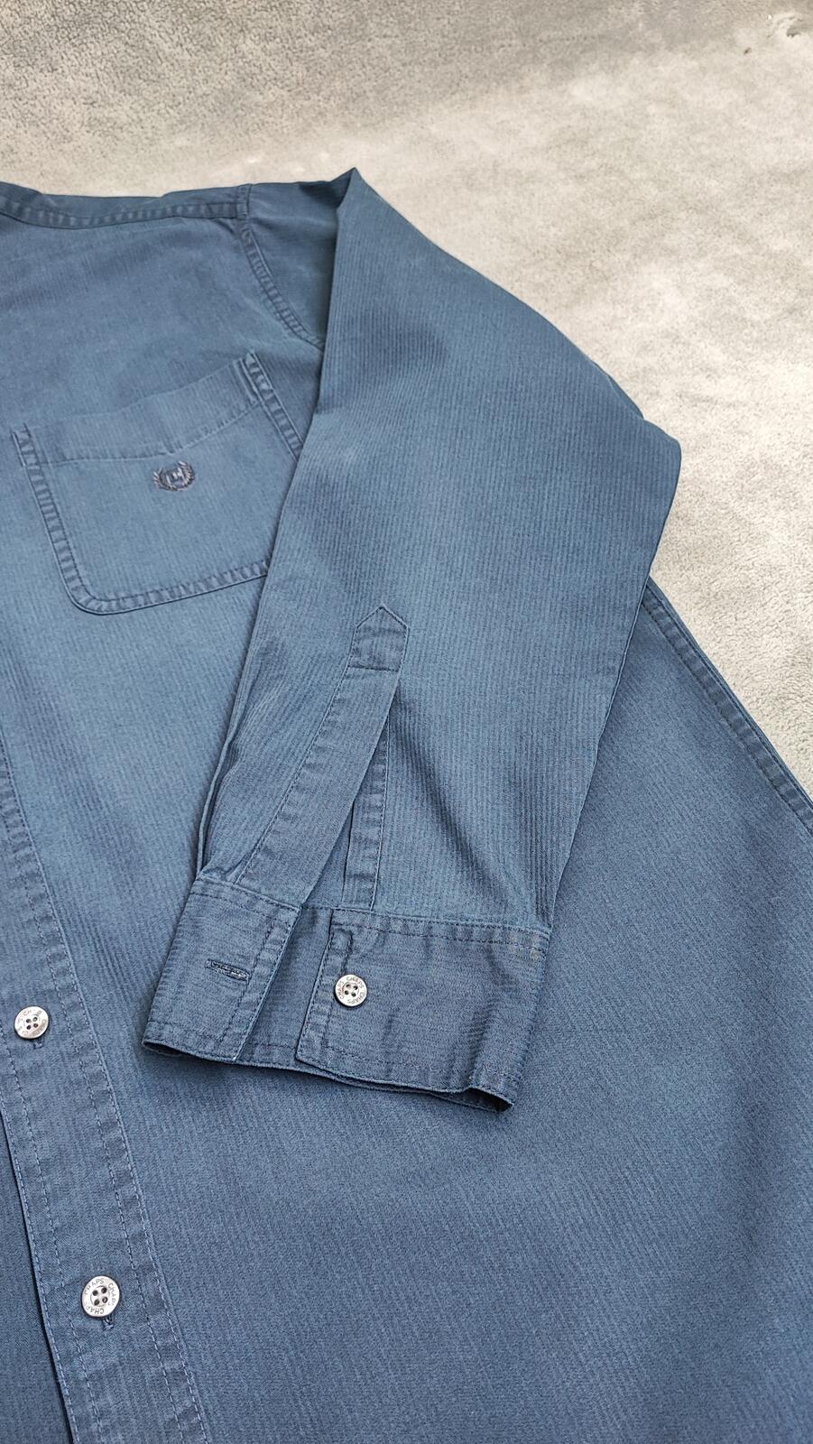 Vintage Chaps Navy Blue Shirt Large Long Sleeve Cotton Plain Preppy 90s Y2K Dad