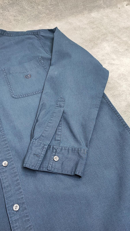 Vintage Chaps Navy Blue Shirt Large Long Sleeve Cotton Plain Preppy 90s Y2K Dad
