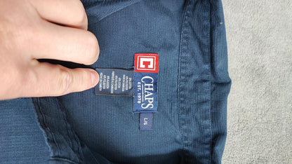 Vintage Chaps Navy Blue Shirt Large Long Sleeve Cotton Plain Preppy 90s Y2K Dad
