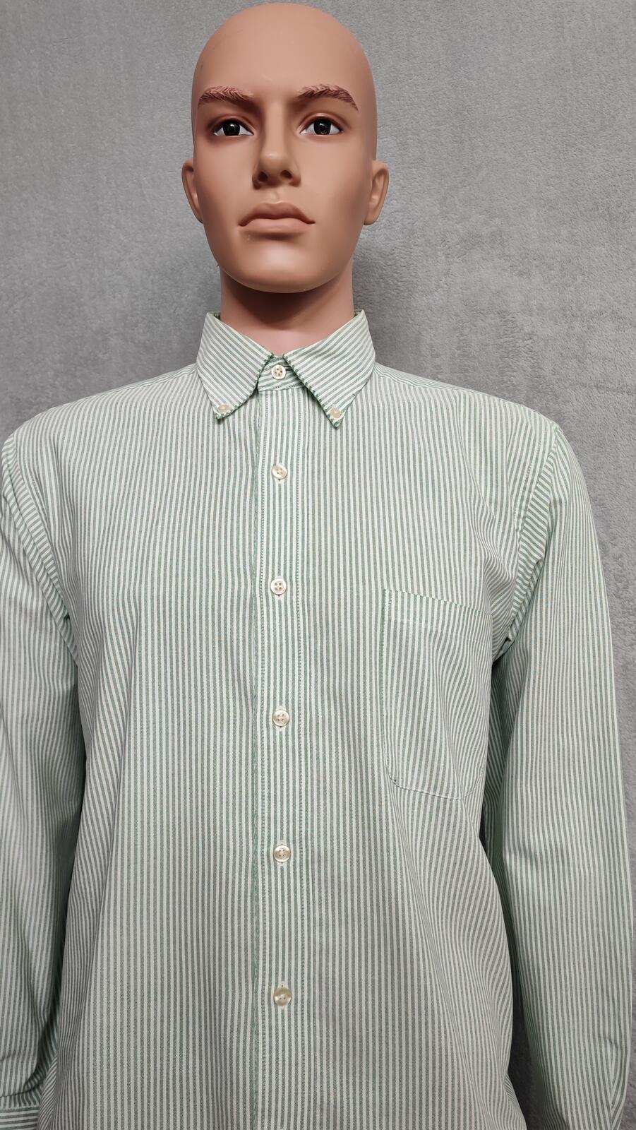 Vintage Chaps Striped Long Sleeve Shirt Mint Green White Men's Size XL