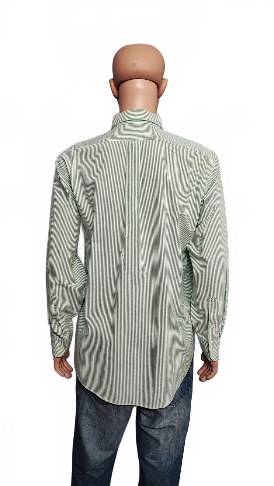Vintage Chaps Striped Long Sleeve Shirt Mint Green White Men's Size XL