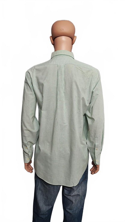 Vintage Chaps Striped Long Sleeve Shirt Mint Green White Men's Size XL