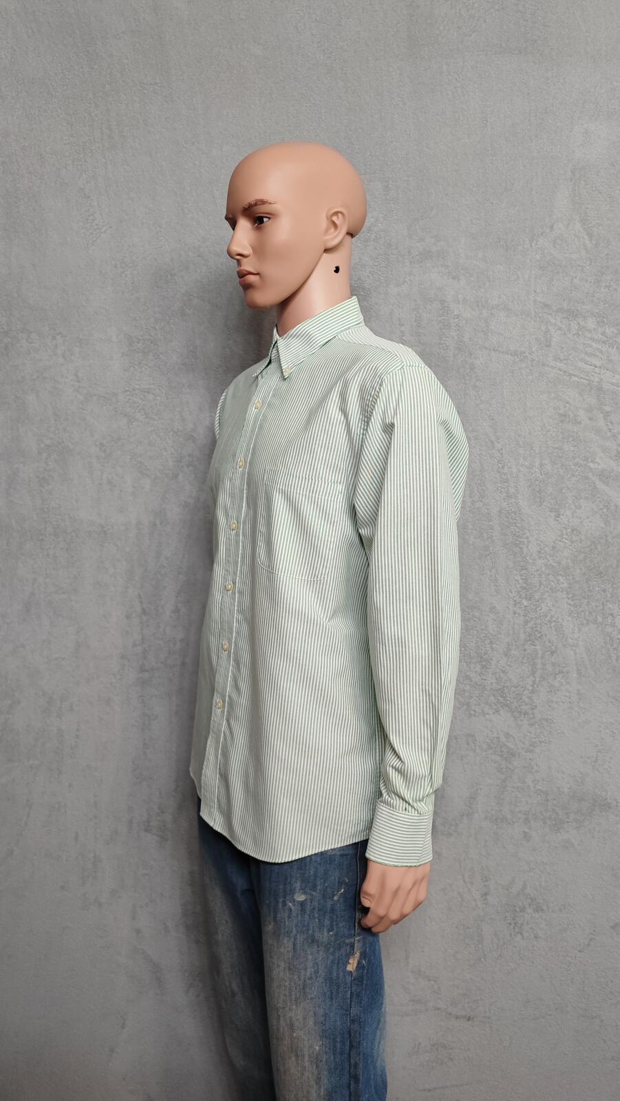 Vintage Chaps Striped Long Sleeve Shirt Mint Green White Men's Size XL