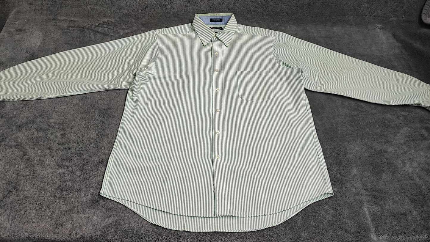 Vintage Chaps Striped Long Sleeve Shirt Mint Green White Men's Size XL