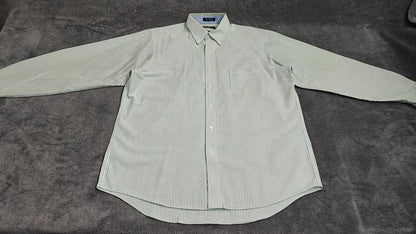 Vintage Chaps Striped Long Sleeve Shirt Mint Green White Men's Size XL