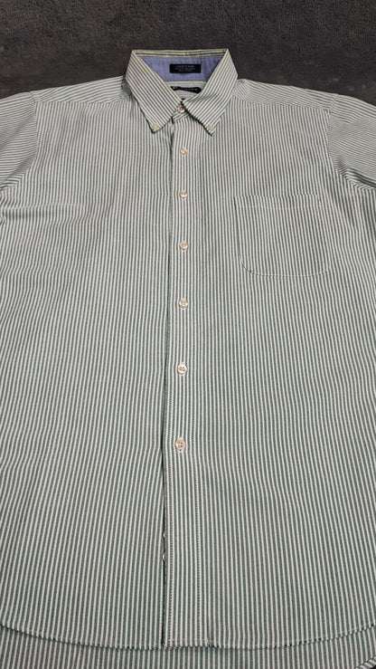 Vintage Chaps Striped Long Sleeve Shirt Mint Green White Men's Size XL