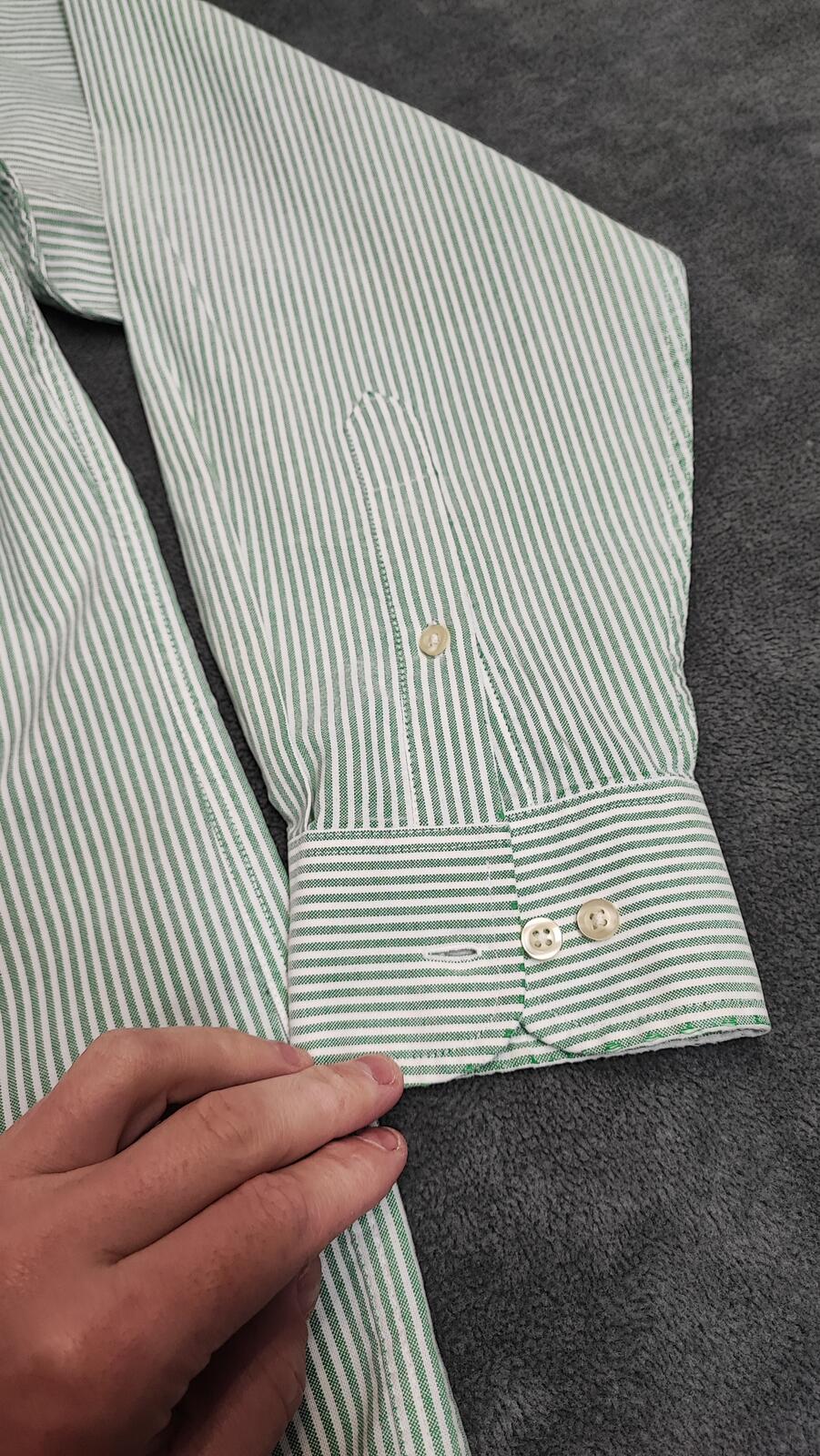 Vintage Chaps Striped Long Sleeve Shirt Mint Green White Men's Size XL