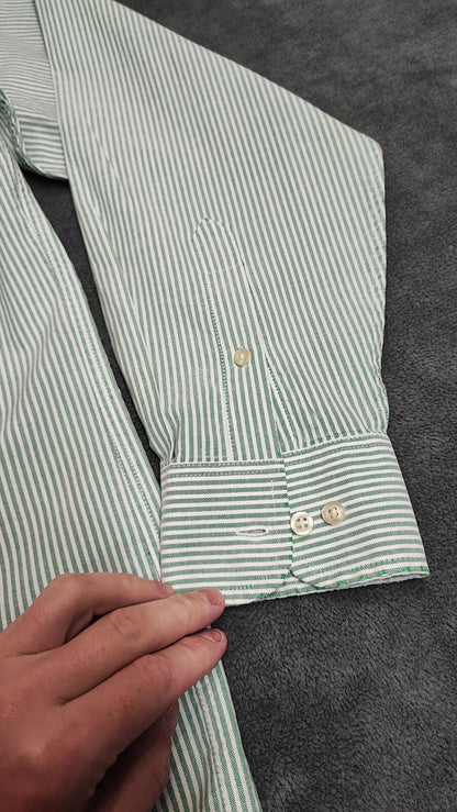 Vintage Chaps Striped Long Sleeve Shirt Mint Green White Men's Size XL