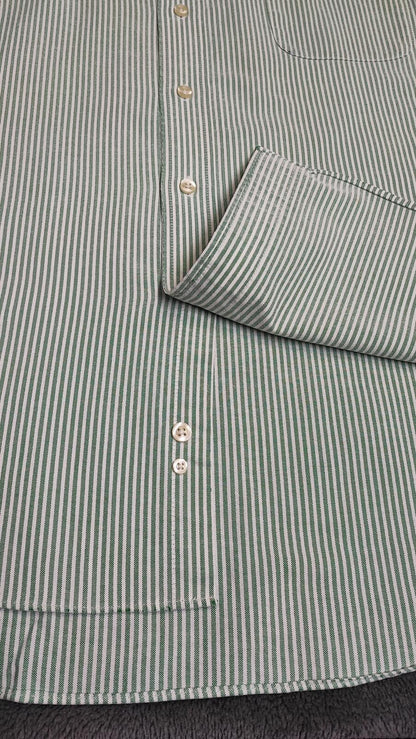 Vintage Chaps Striped Long Sleeve Shirt Mint Green White Men's Size XL