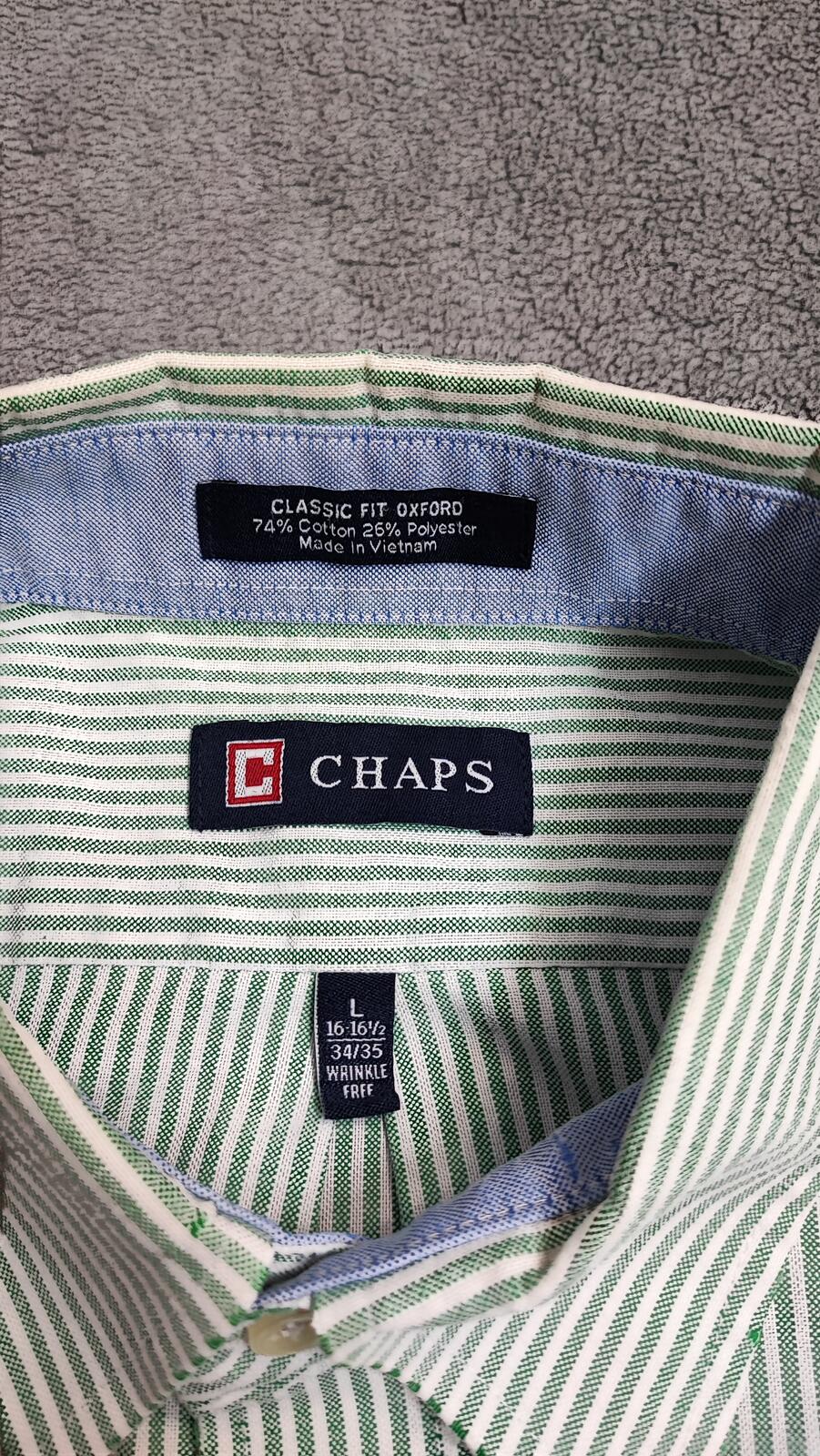 Vintage Chaps Striped Long Sleeve Shirt Mint Green White Men's Size XL