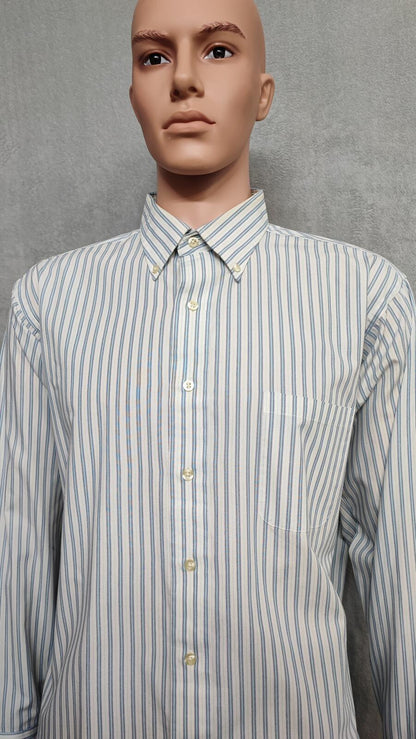 Vintage Chaps Striped Long Sleeve Shirt Sky Blue White Men's Size XXL