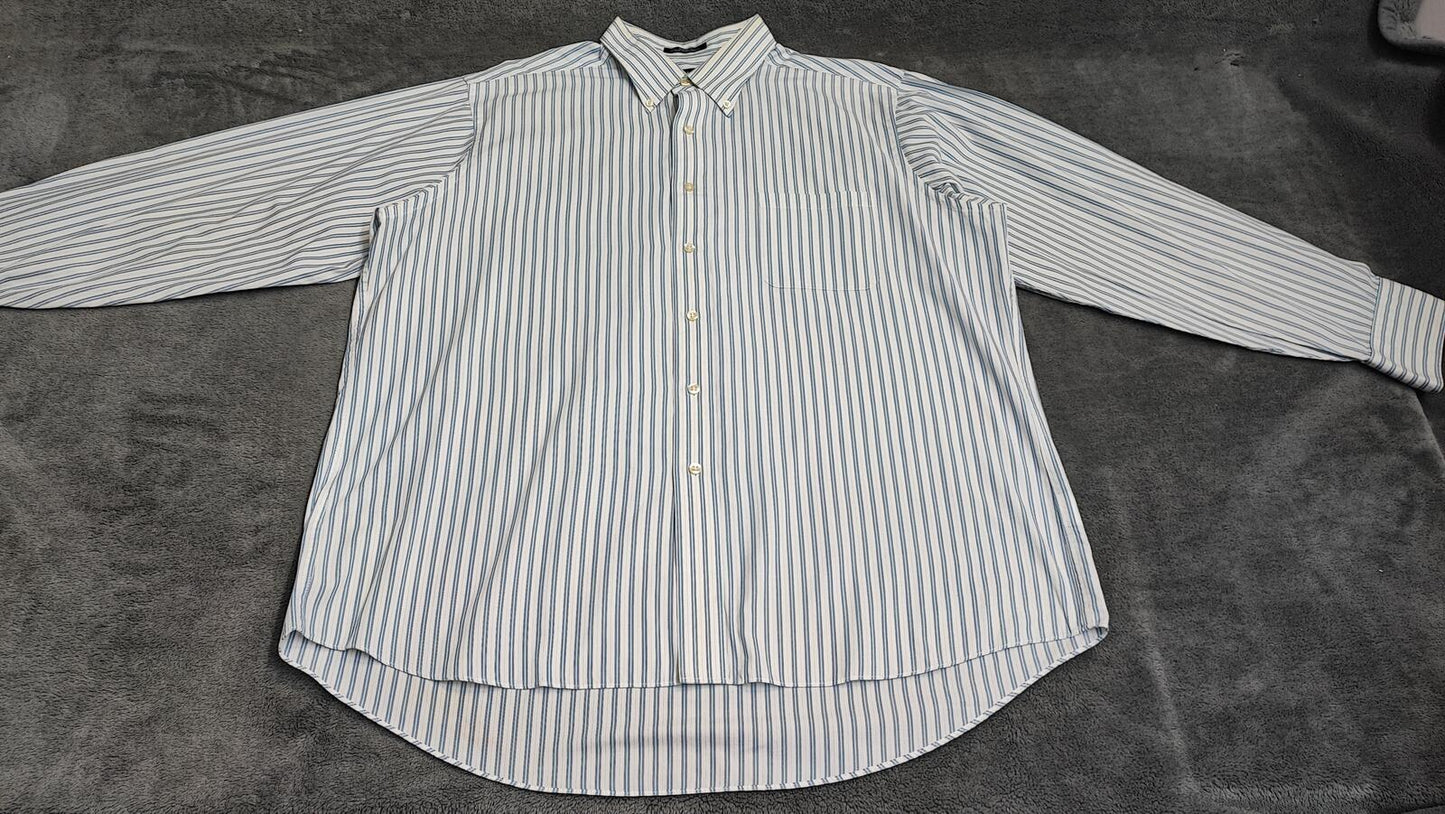 Vintage Chaps Striped Long Sleeve Shirt Sky Blue White Men's Size XXL