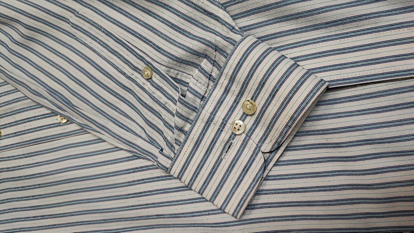 Vintage Chaps Striped Long Sleeve Shirt Sky Blue White Men's Size XXL
