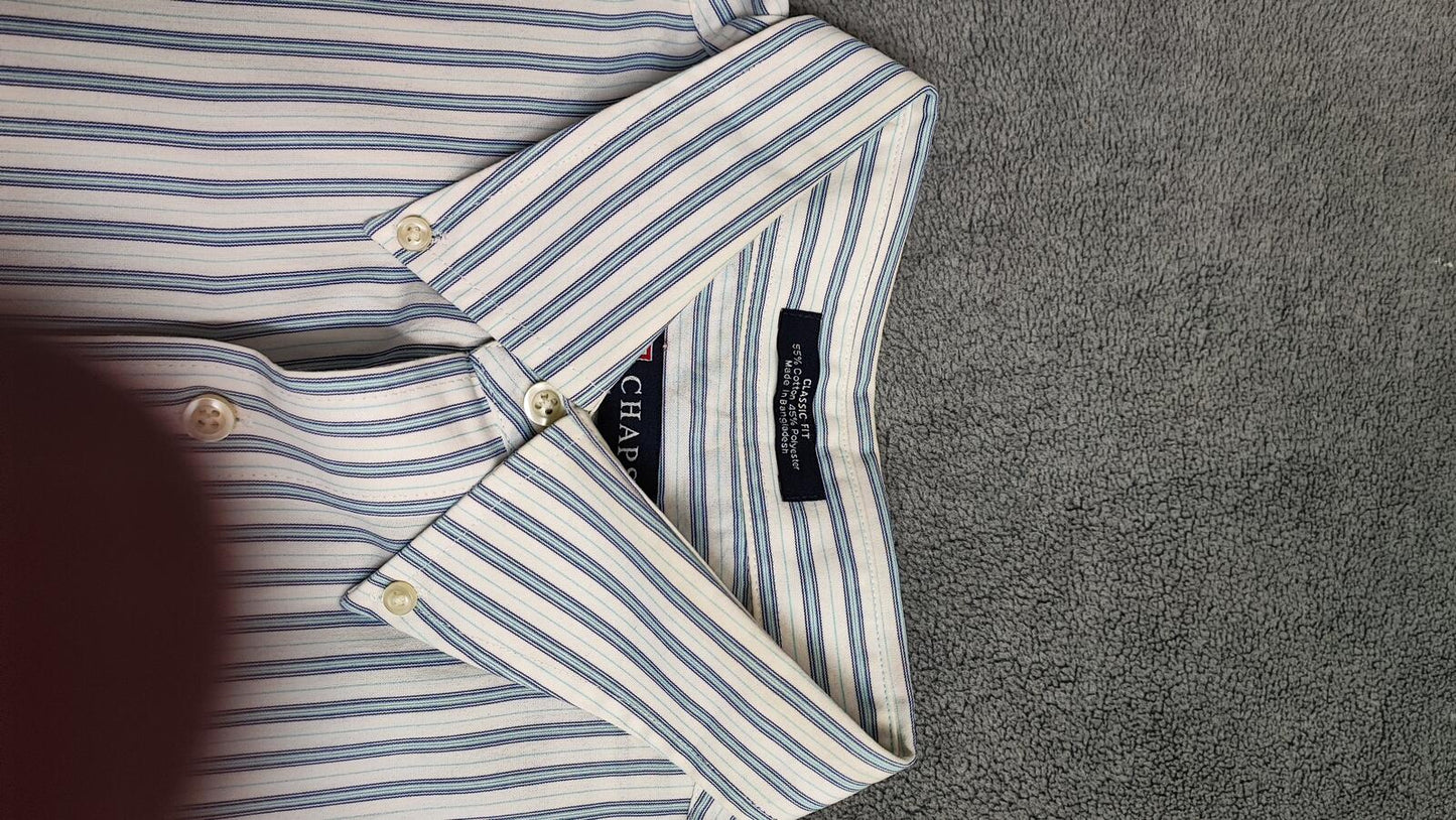 Vintage Chaps Striped Long Sleeve Shirt Sky Blue White Men's Size XXL