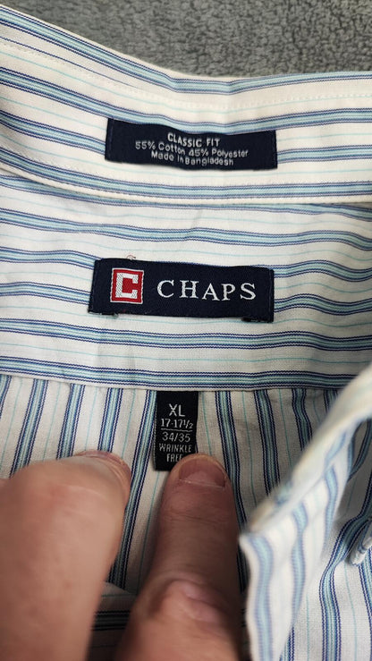 Vintage Chaps Striped Long Sleeve Shirt Sky Blue White Men's Size XXL