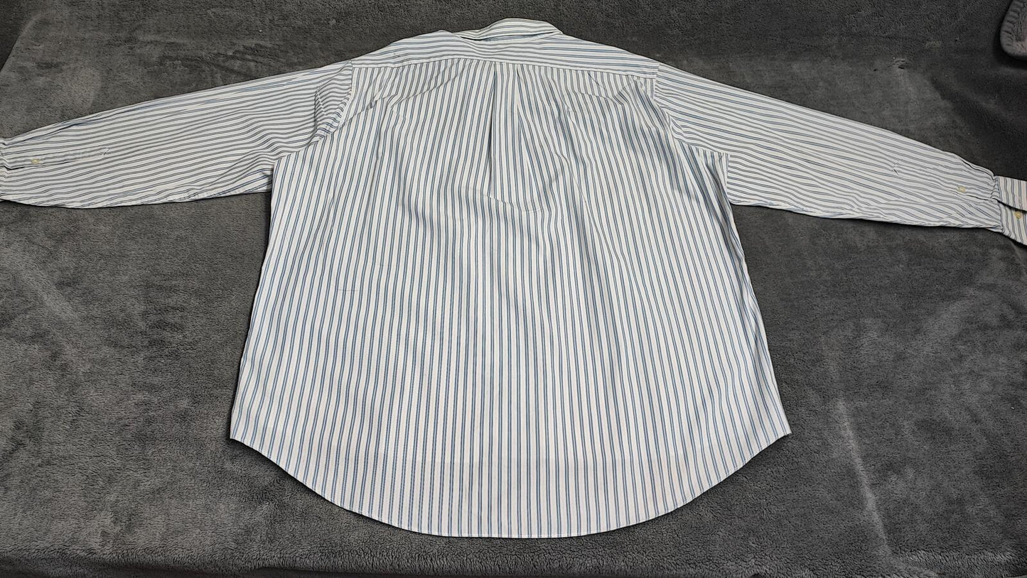 Vintage Chaps Striped Long Sleeve Shirt Sky Blue White Men's Size XXL