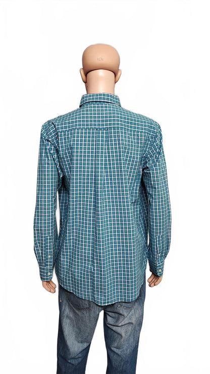 Vintage Chaps Checked Long Sleeve Plaid Preppy Casual Shirt Turquoise Size XL