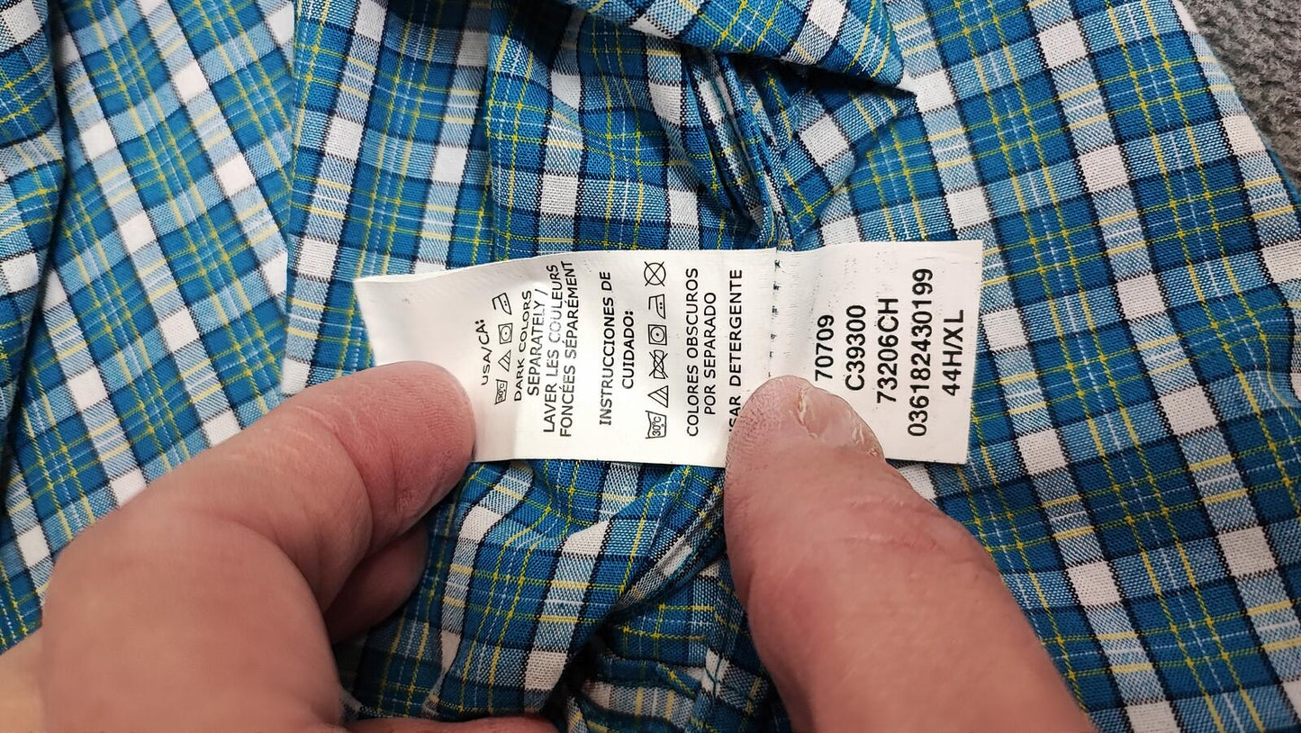 Vintage Chaps Checked Long Sleeve Plaid Preppy Casual Shirt Turquoise Size XL