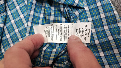 Vintage Chaps Checked Long Sleeve Plaid Preppy Casual Shirt Turquoise Size XL