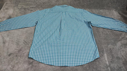 Vintage Chaps Checked Long Sleeve Plaid Preppy Casual Shirt Turquoise Size XL