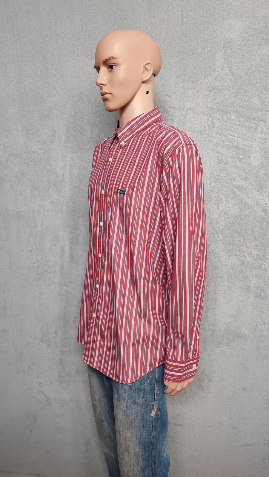Vintage Chaps Striped Long Sleeve Shirt Red Blue Men's Size XXL Oversized
