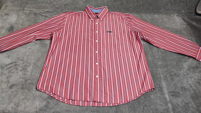 Vintage Chaps Striped Long Sleeve Shirt Red Blue Men's Size XXL Oversized