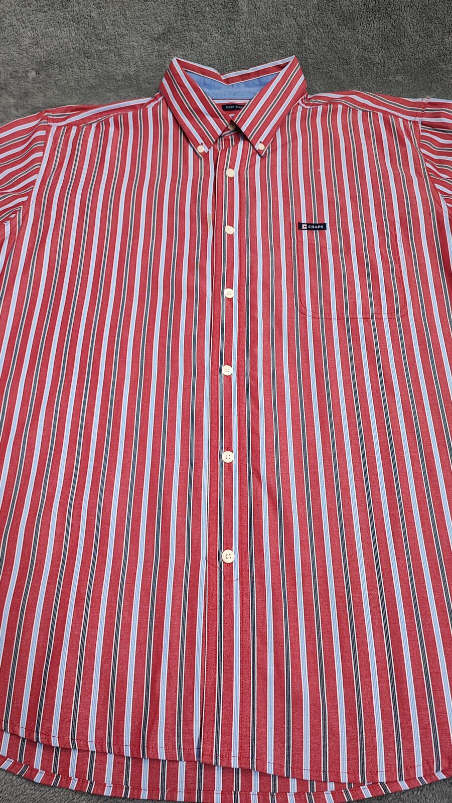 Vintage Chaps Striped Long Sleeve Shirt Red Blue Men's Size XXL Oversized