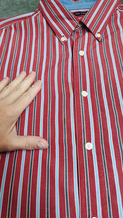 Vintage Chaps Striped Long Sleeve Shirt Red Blue Men's Size XXL Oversized
