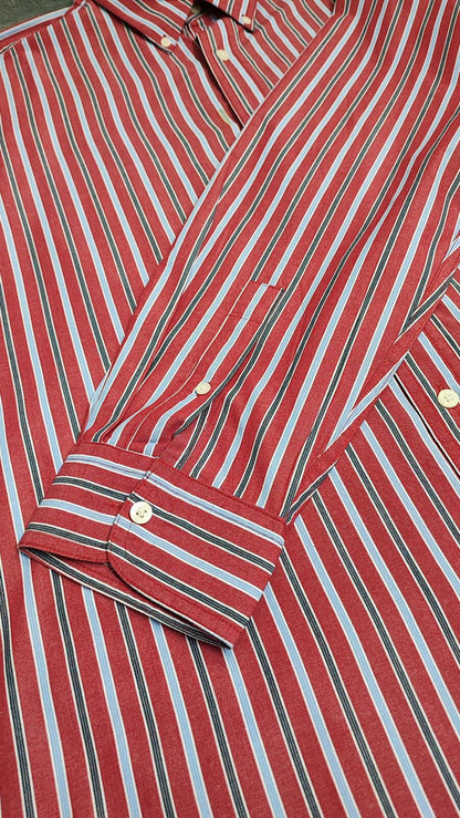 Vintage Chaps Striped Long Sleeve Shirt Red Blue Men's Size XXL Oversized